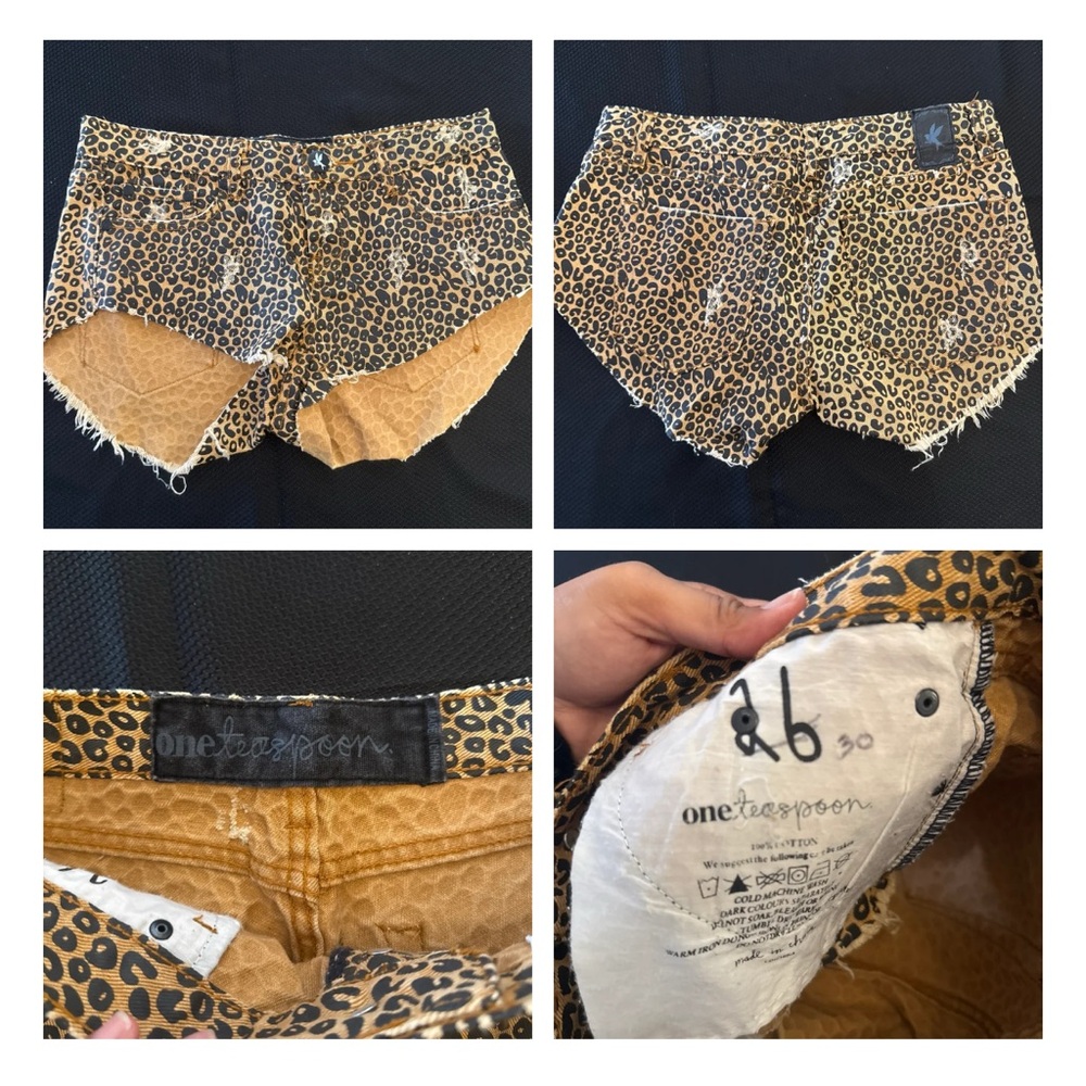 One Teaspoon Wild Leopard Denim Shorts